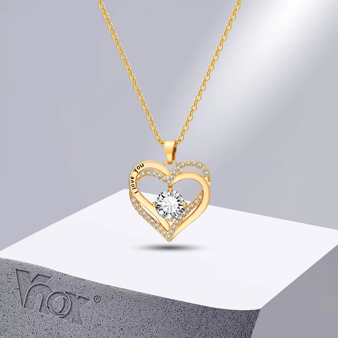 I Love You Necklace with Hearts