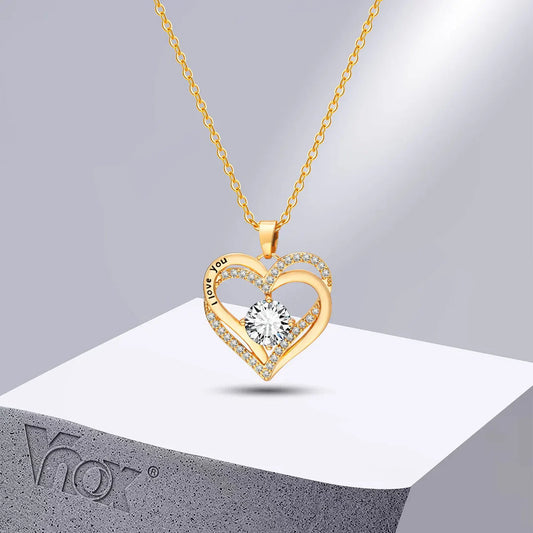 I Love You Necklace with Hearts