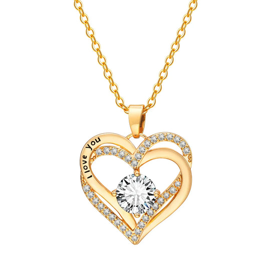 I Love You Necklace with Hearts