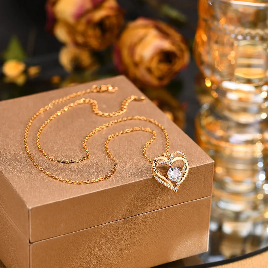 I Love You Necklace with Hearts
